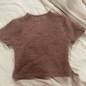 Skims Brown Teddy Short Sleeve Top